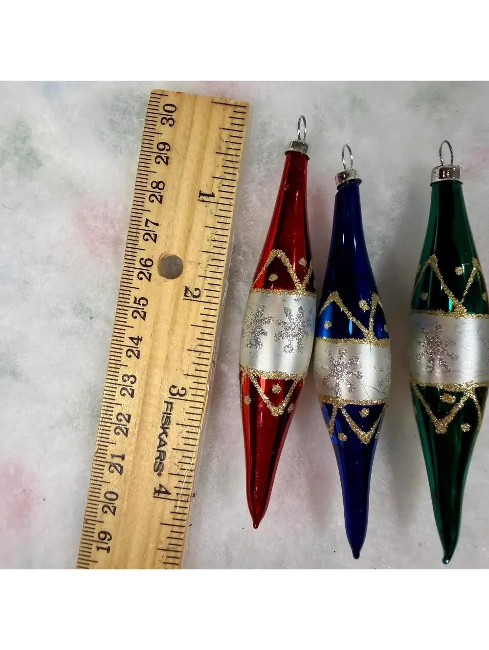 Blown Glass Long Tapered Ornaments - Set of 5